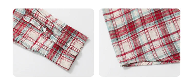 Loose-fit retro plaid blouse