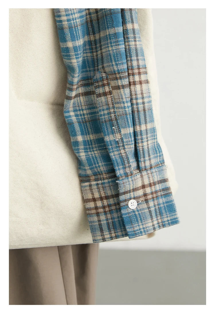 Loose-fit retro plaid blouse