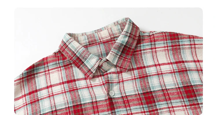 Loose-fit retro plaid blouse