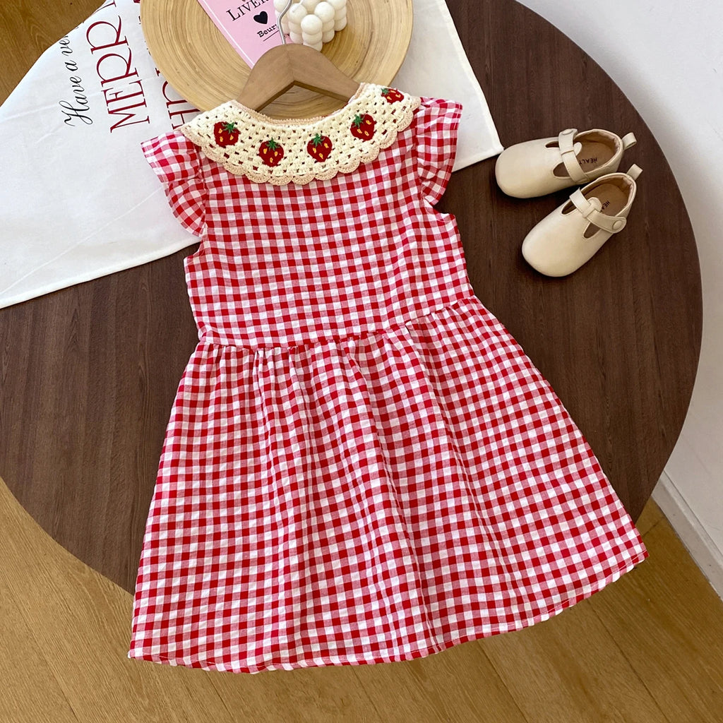 strawberry-collar plaid dress