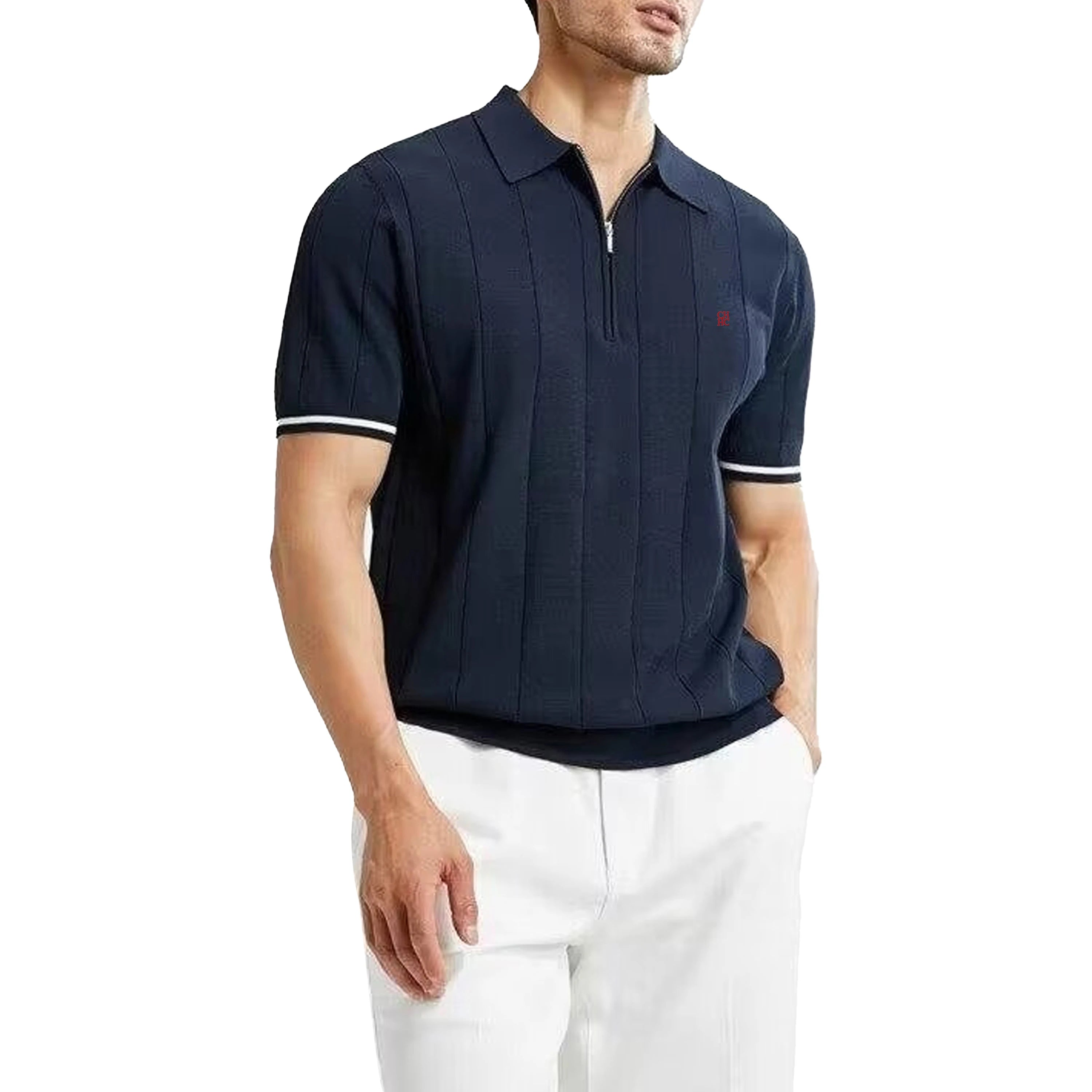 Ribbed Knit Polo