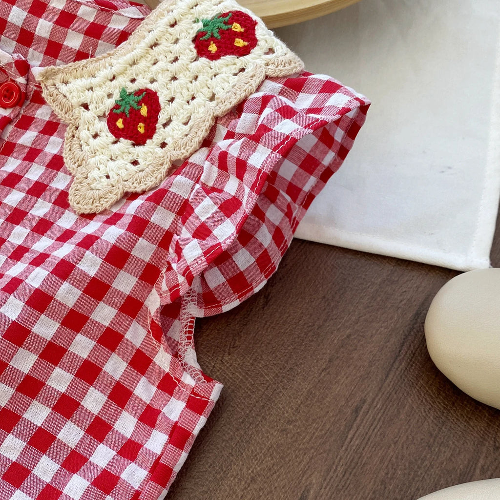 strawberry-collar plaid dress