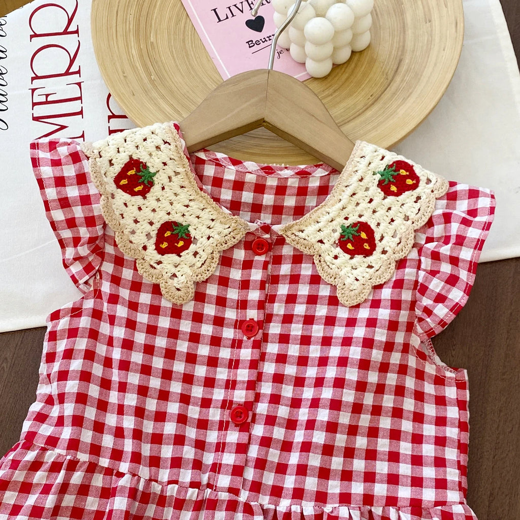 strawberry-collar plaid dress