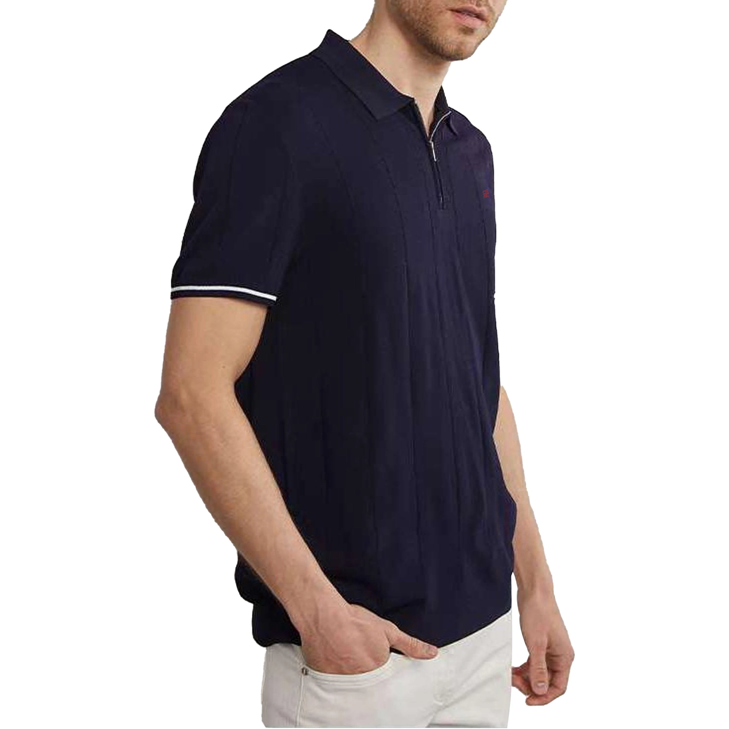 Ribbed Knit Polo